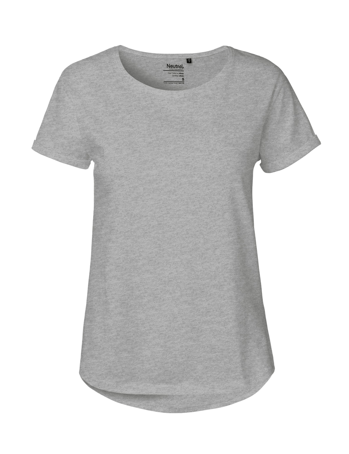 grey Fairtrade Organic Roll Up Sleeve T-shirt | Bascora