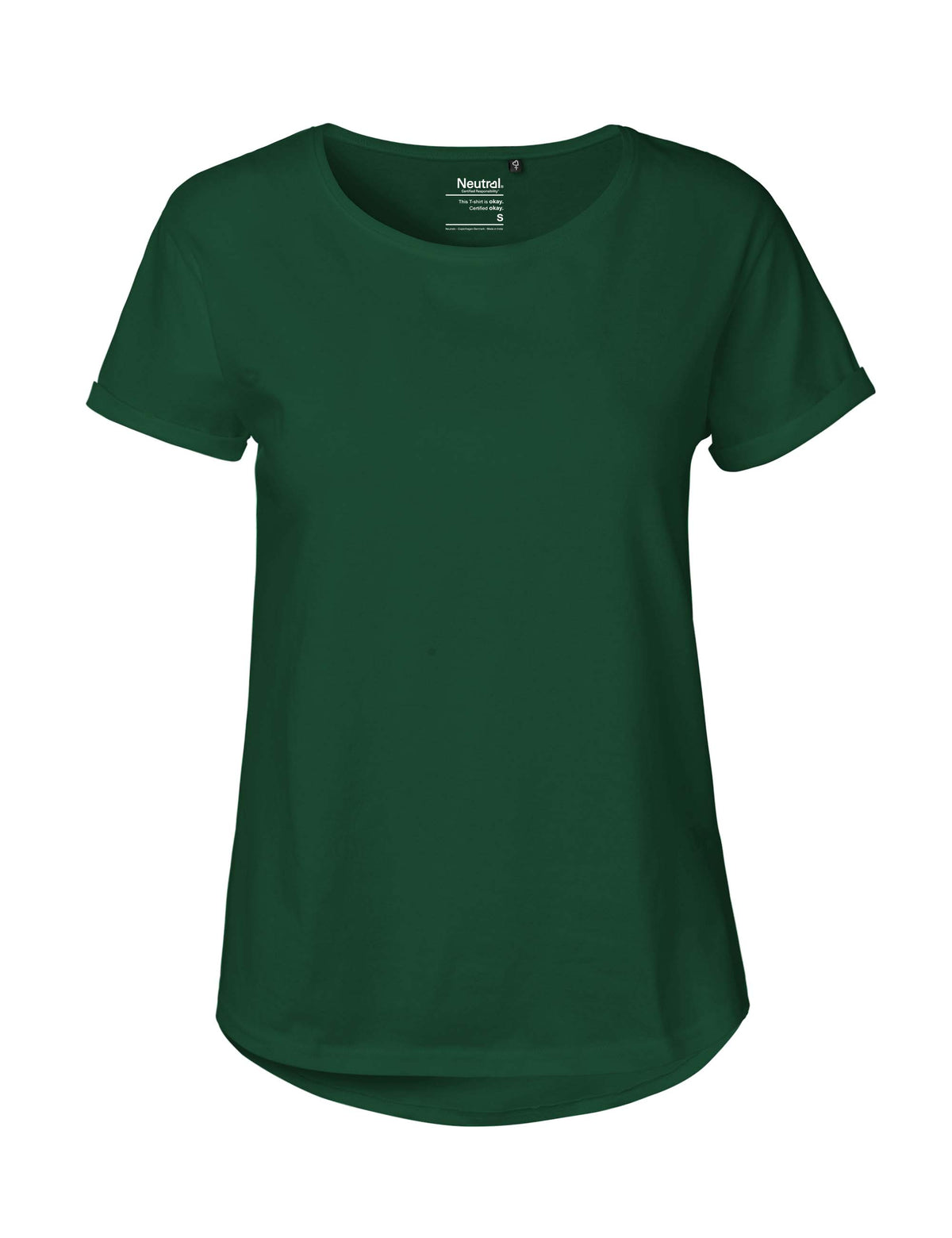 green Fairtrade Organic Roll Up Sleeve T-shirt | Bascora