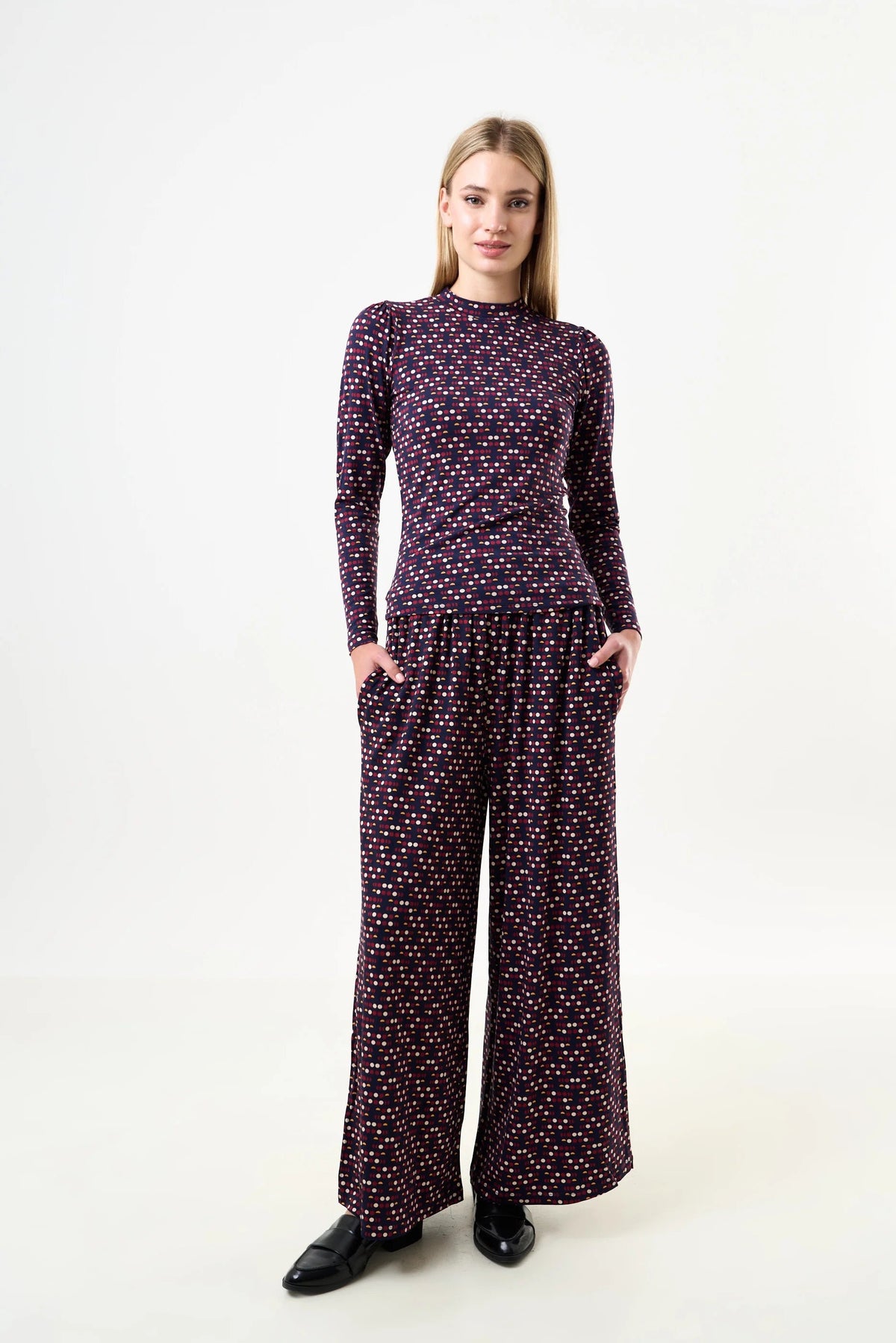 Foster Retro Dots Print Jersey Trouser - Bascora
