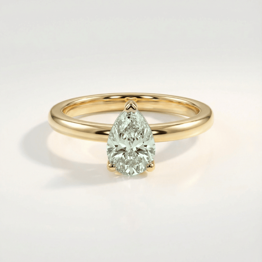 Dainty London Zinnia Pear Green Amethyst Ring in Gold Vermeil or Sterling Silver