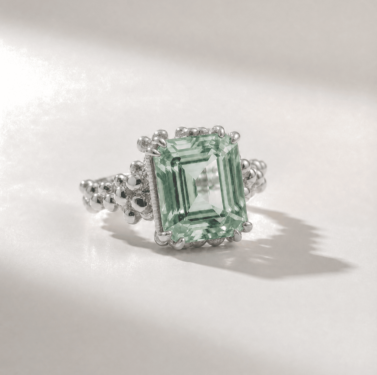 Dainty London Giselle Green Quartz Statement Ring in Gold Vermeil or Sterling Silver