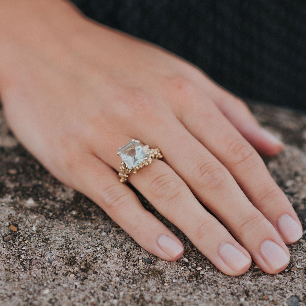 Dainty London Giselle Green Quartz Statement Ring in Gold Vermeil or Sterling Silver