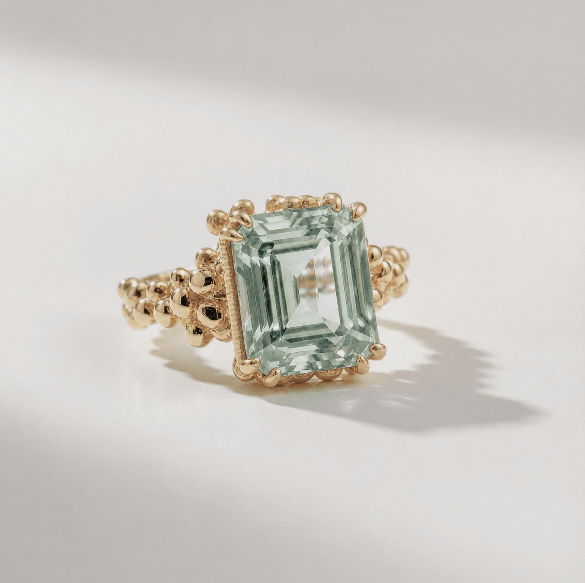 Dainty London Giselle Green Quartz Statement Ring in Gold Vermeil or Sterling Silver