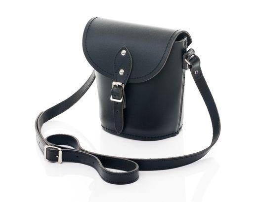 Handmade Leather Barrel Bag - Black - Bascora