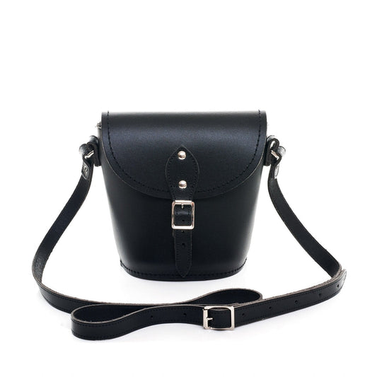 Handmade Leather Barrel Bag - Black - Bascora