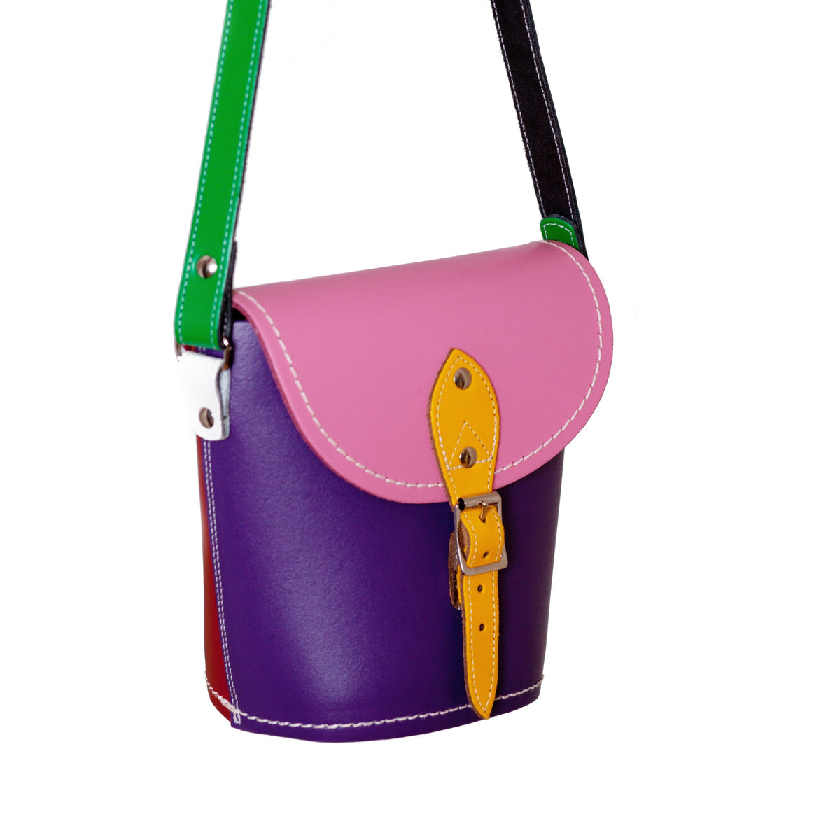 Handmade Leather Barrel Bag - Classic Kaleidoscope - Bascora