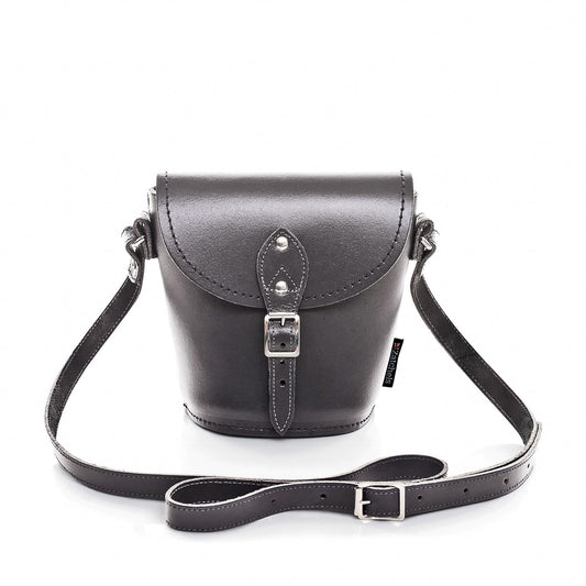 Handmade Leather Barrel Bag - Graphite - Bascora
