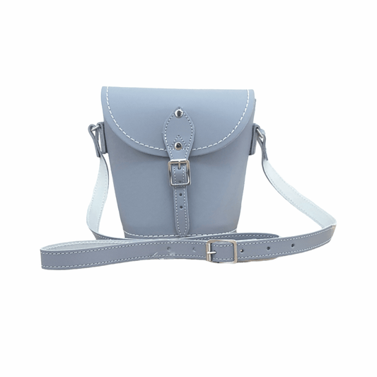 Handmade Leather Barrel Bag - Lilac Grey - Bascora