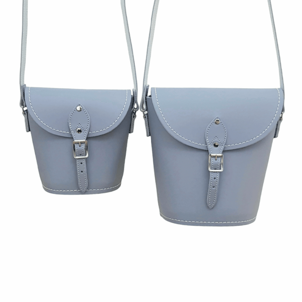 Handmade Leather Barrel Bag - Lilac Grey - Bascora