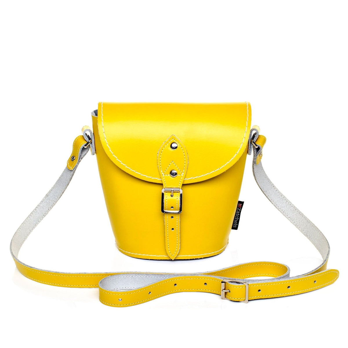Handmade Leather Barrel Bag – Pastel Daffodil Yellow - Bascora