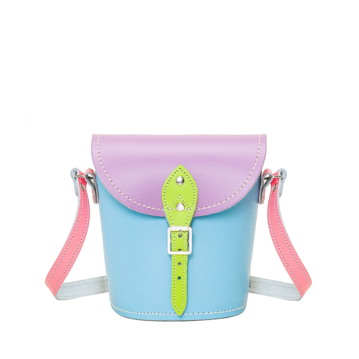 Handmade Leather Barrel Bag - Pastel Kaleidoscope - Bascora