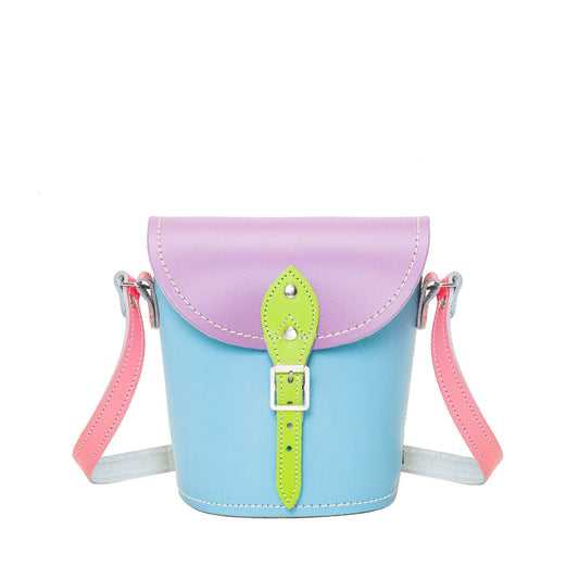 Handmade Leather Barrel Bag - Pastel Kaleidoscope - Bascora