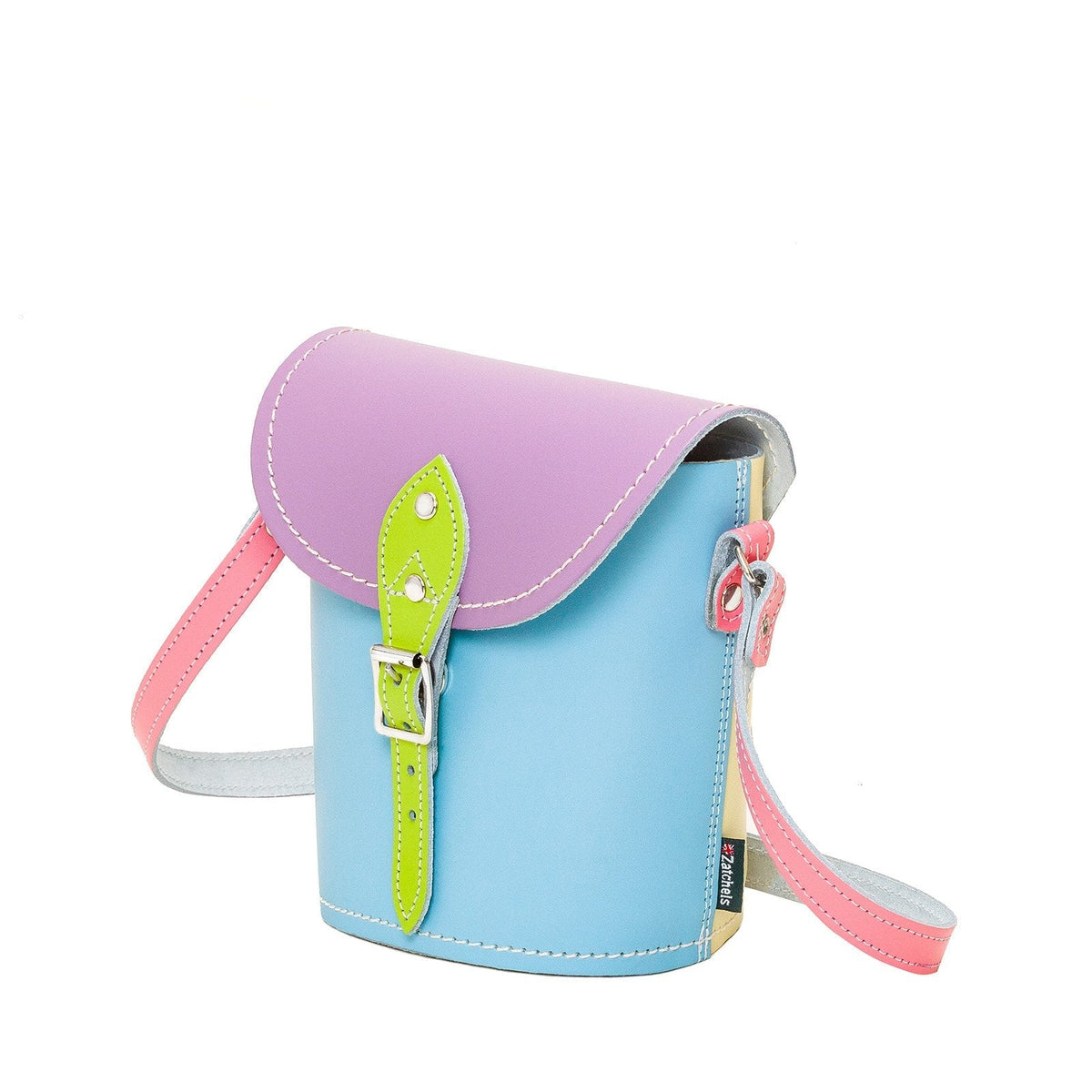 Handmade Leather Barrel Bag - Pastel Kaleidoscope - Bascora
