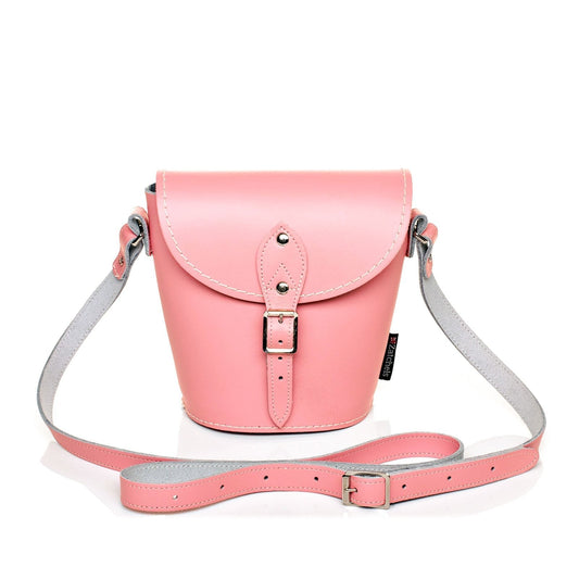 Handmade Leather Barrel Bag - Pastel Pink - Bascora