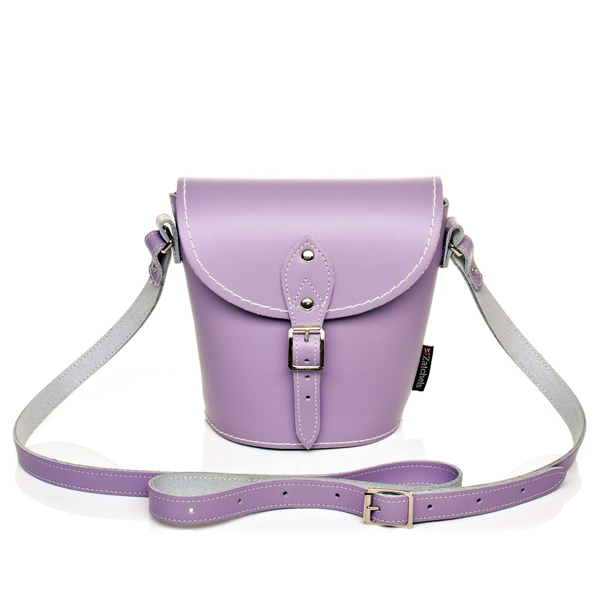 Handmade Leather Barrel Bag - Pastel Violet - Bascora