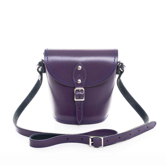 Handmade Leather Barrel Bag - Purple - Bascora