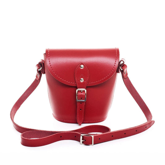 Handmade Leather Barrel Bag - Red - Bascora