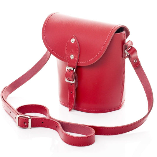 Handmade Leather Barrel Bag - Red - Bascora