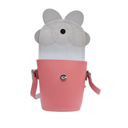 Handmade Leather Daisy Barrel Bag - Pastel Pink - Bascora