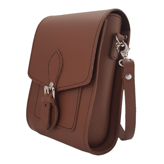 Handmade Leather Festival Phone Bag - Chestnut - Bascora