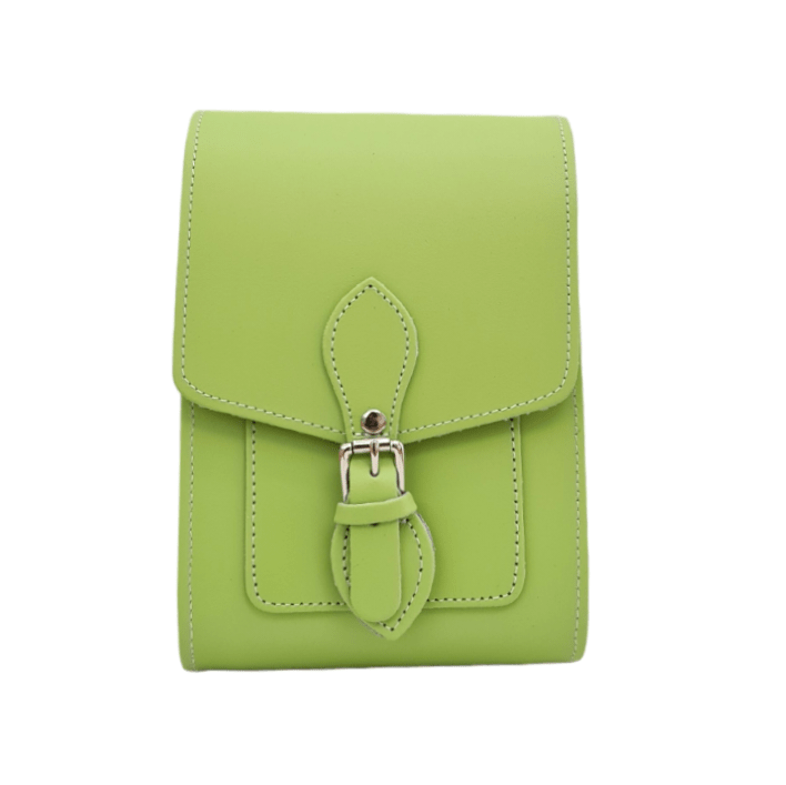 Handmade Leather Festival Phone Bag - Grass Green - Bascora
