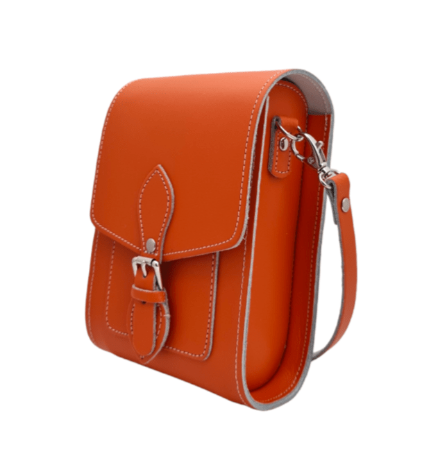 Handmade Leather Festival Phone Bag - Orange - Bascora