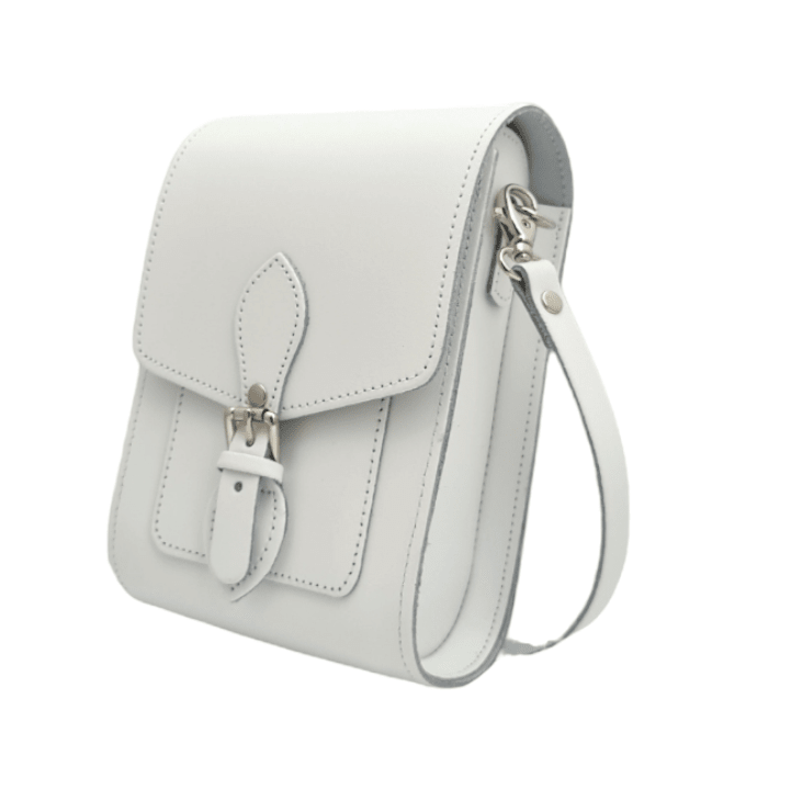 Handmade Leather Festival Phone Bag - White - Bascora