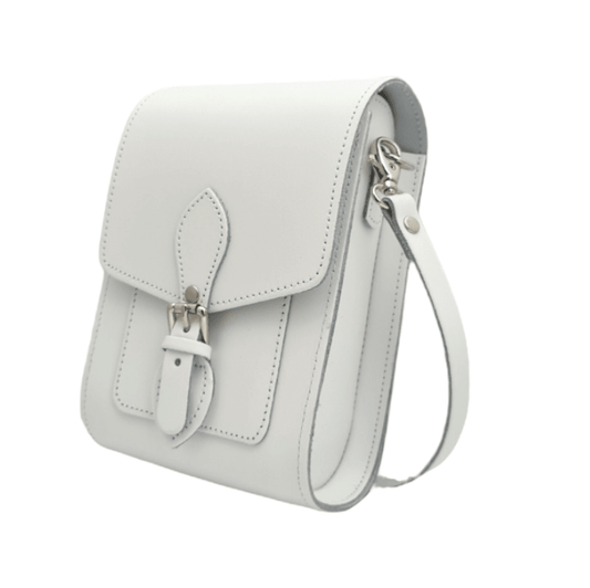 Handmade Leather Festival Phone Bag - White - Bascora