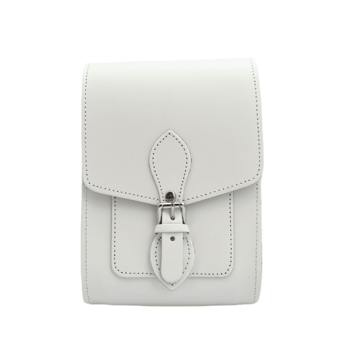 Handmade Leather Festival Phone Bag - White - Bascora