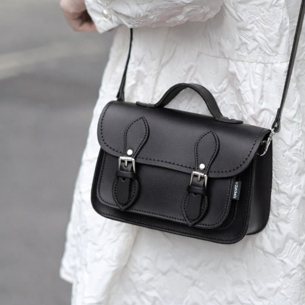 Handmade Leather Micro Satchel Black