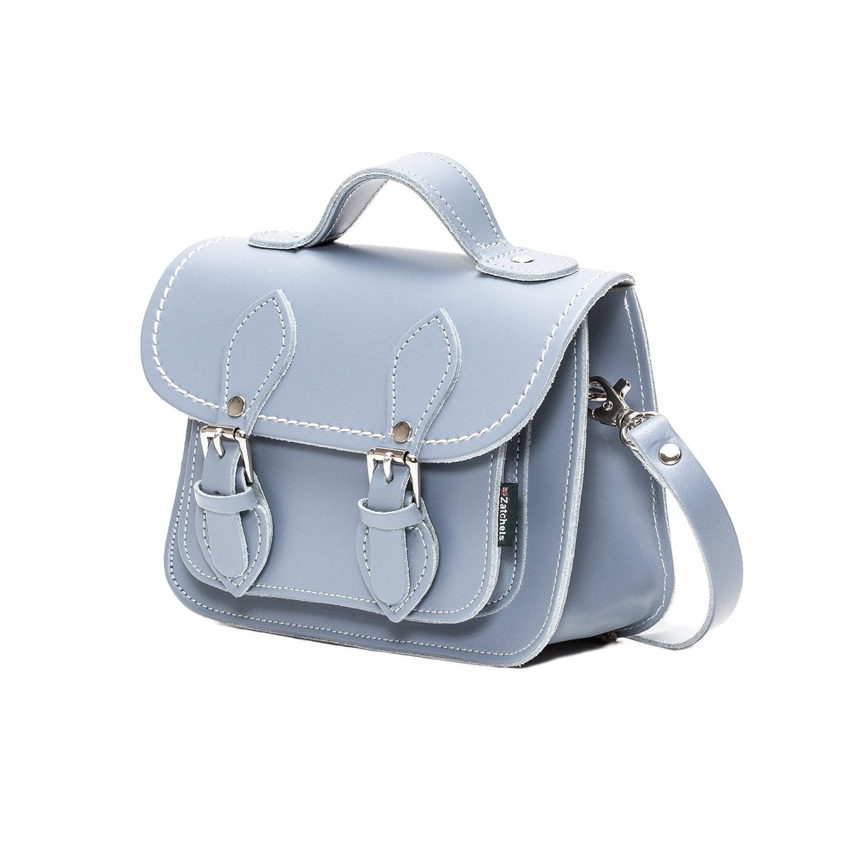 Handmade Leather Micro Satchel – Lilac Grey - Bascora