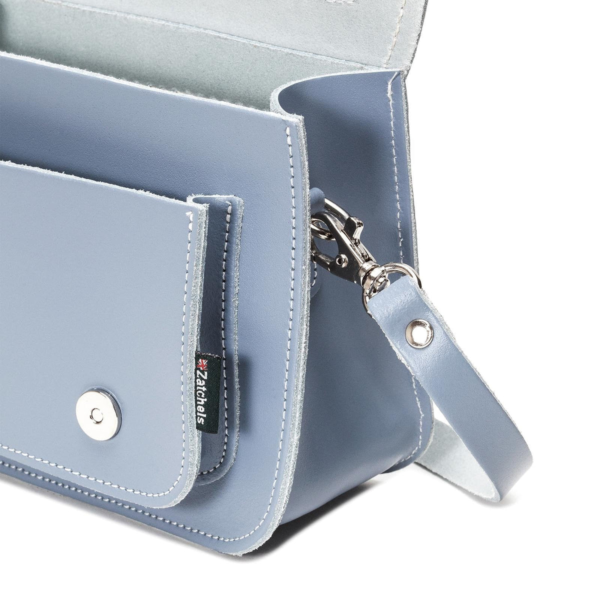 Handmade Leather Micro Satchel – Lilac Grey - Bascora