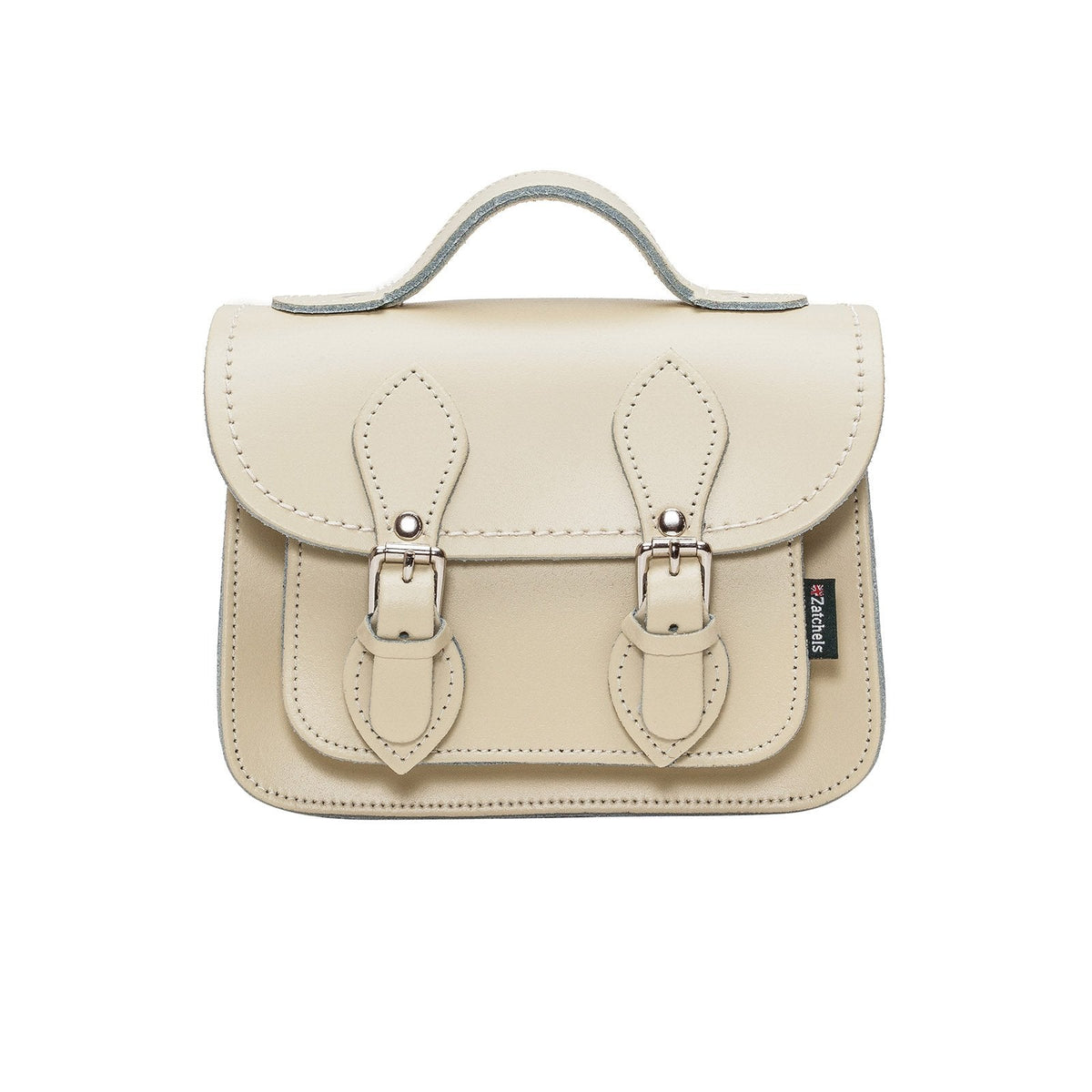 Handmade Leather Micro Satchel Pastel Cream | Bascora