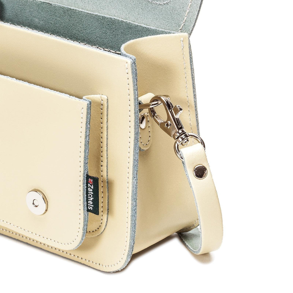 Handmade Leather Micro Satchel Pastel Cream | Bascora