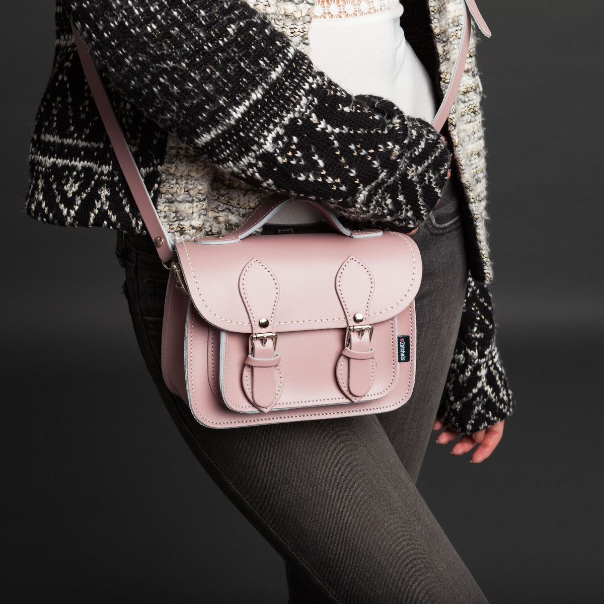 Handmade Leather Micro Satchel Pastel Cream | Bascora