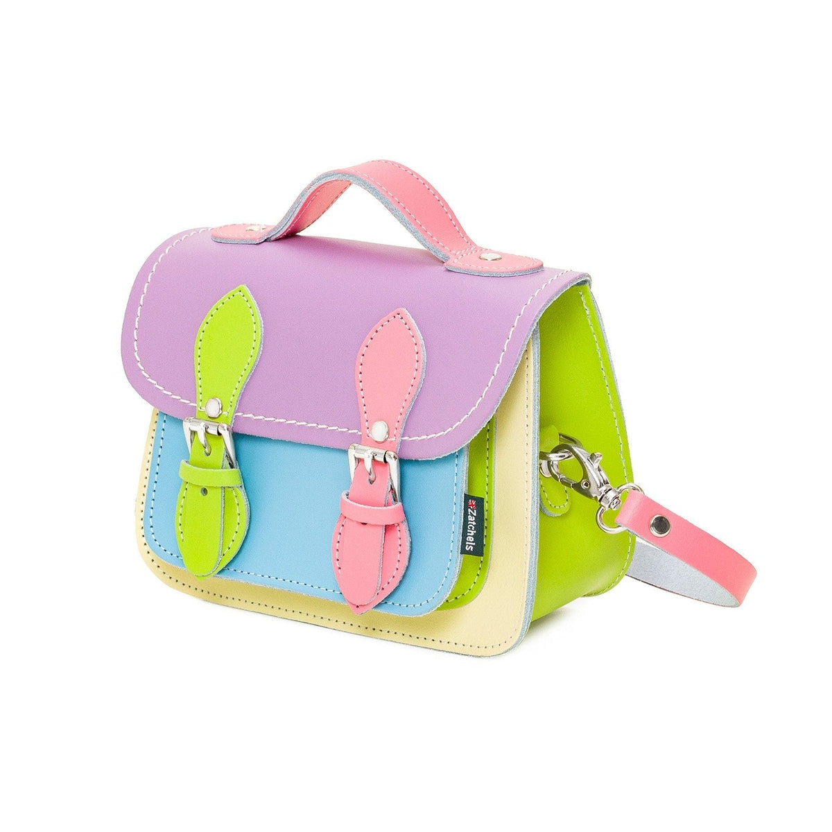 Handmade Leather Micro Satchel Pastel Kaleidoscope