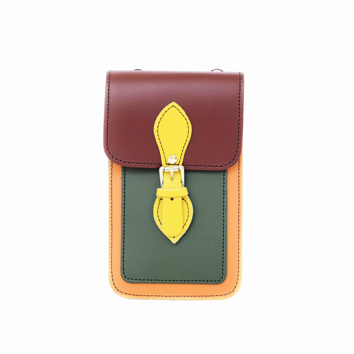 Handmade Leather Mobile Phone Pouch Plus - Autumnal Kaleidoscope - Bascora