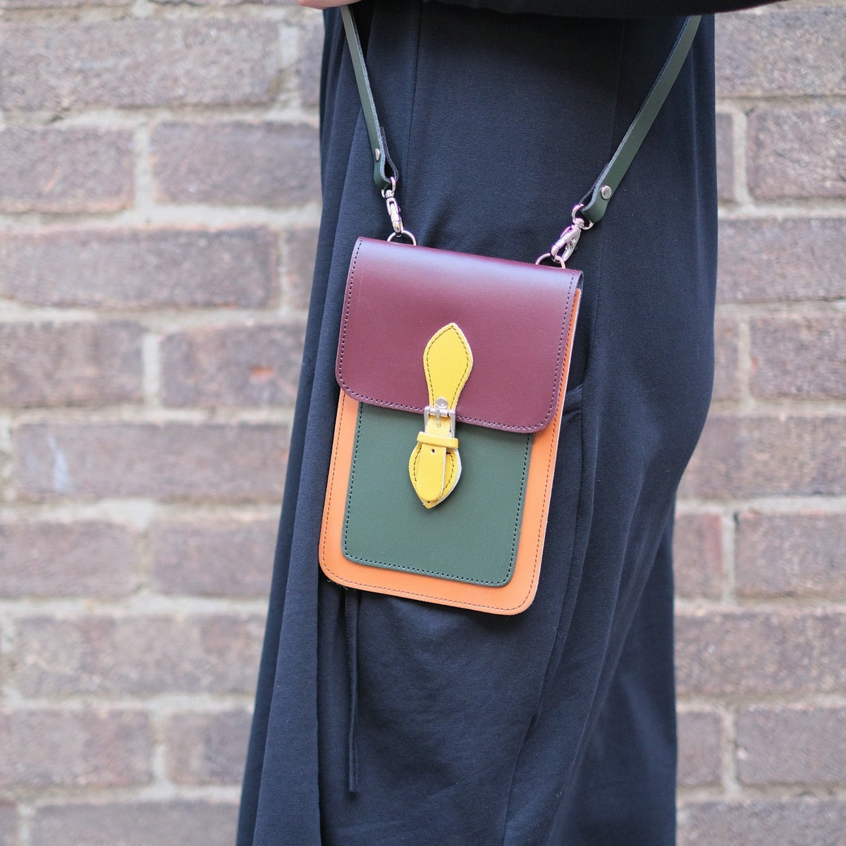 Handmade Leather Mobile Phone Pouch Plus - Autumnal Kaleidoscope - Bascora