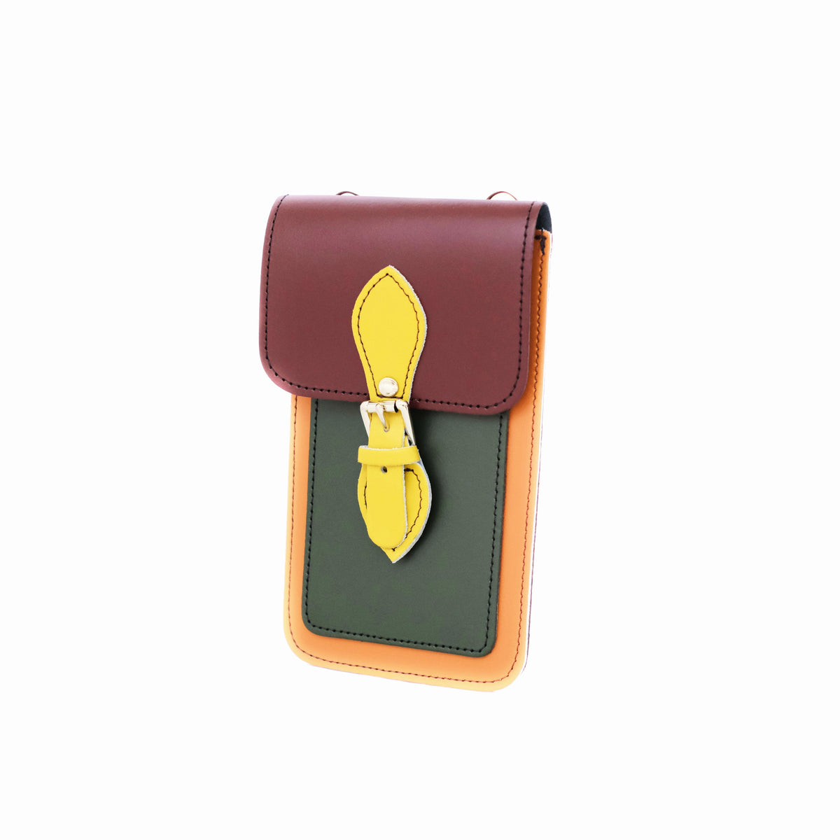 Handmade Leather Mobile Phone Pouch Plus - Autumnal Kaleidoscope - Bascora