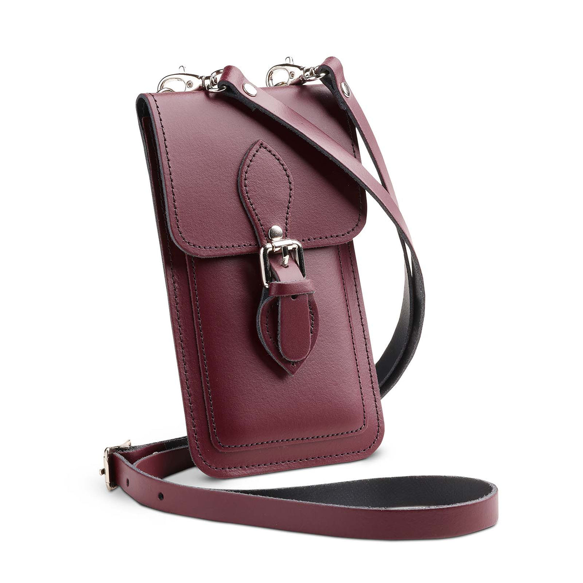 Handmade Leather Mobile Phone Pouch Plus - Marsala Red - Bascora