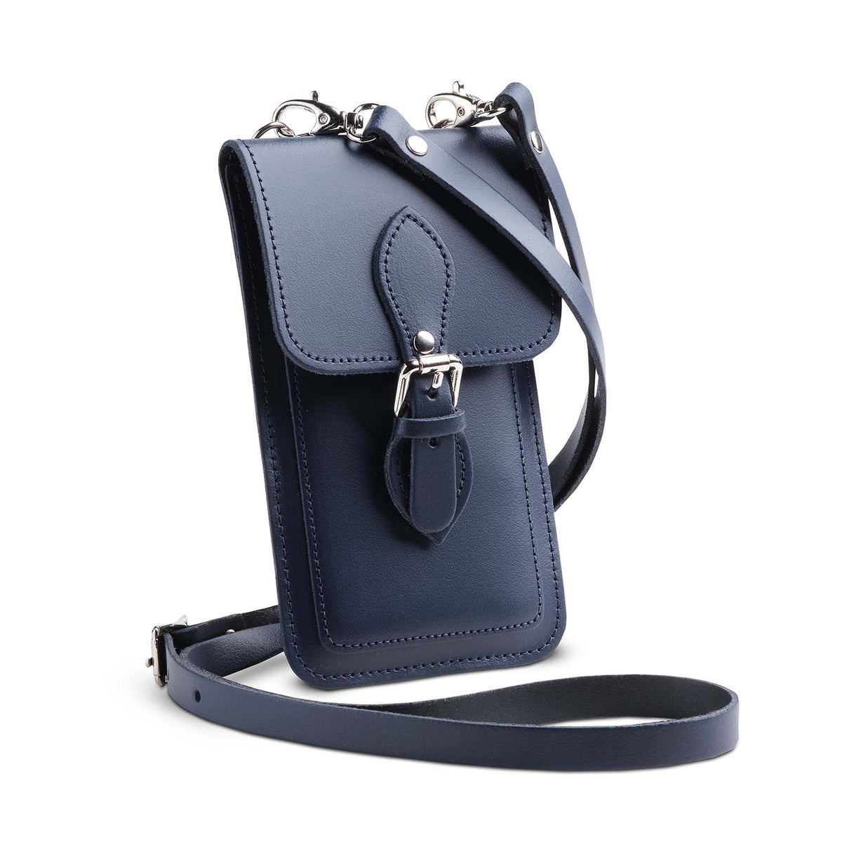 Handmade Leather Mobile Phone Pouch Plus - Navy Blue - Bascora
