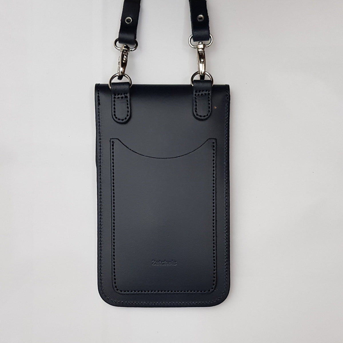 Handmade Leather Mobile Phone Pouch Plus - Union Jack - Navy Blue - Bascora
