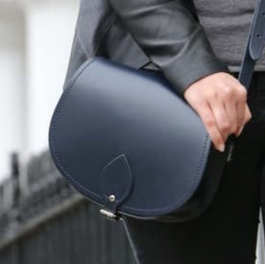 Handmade Leather Saddle Bag – Navy - Bascora