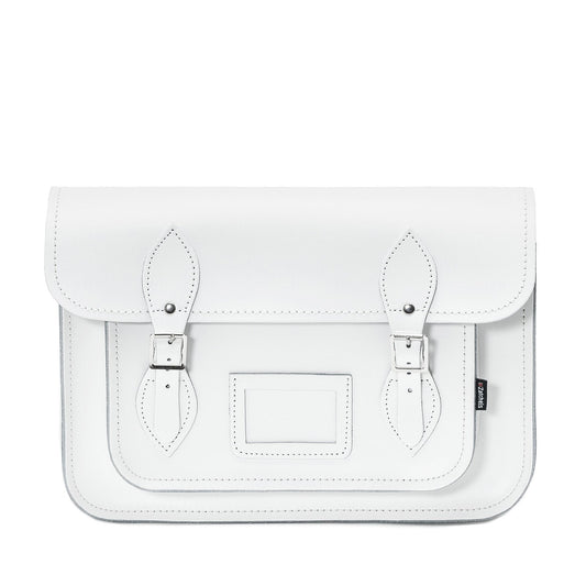 Handmade Leather Satchel - White - Bascora