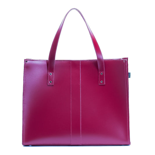 Handmade Leather Shopper - Magenta - Bascora