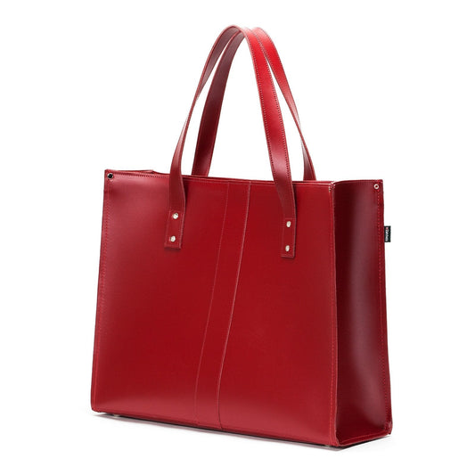 Handmade Leather Shopper – Red - Bascora