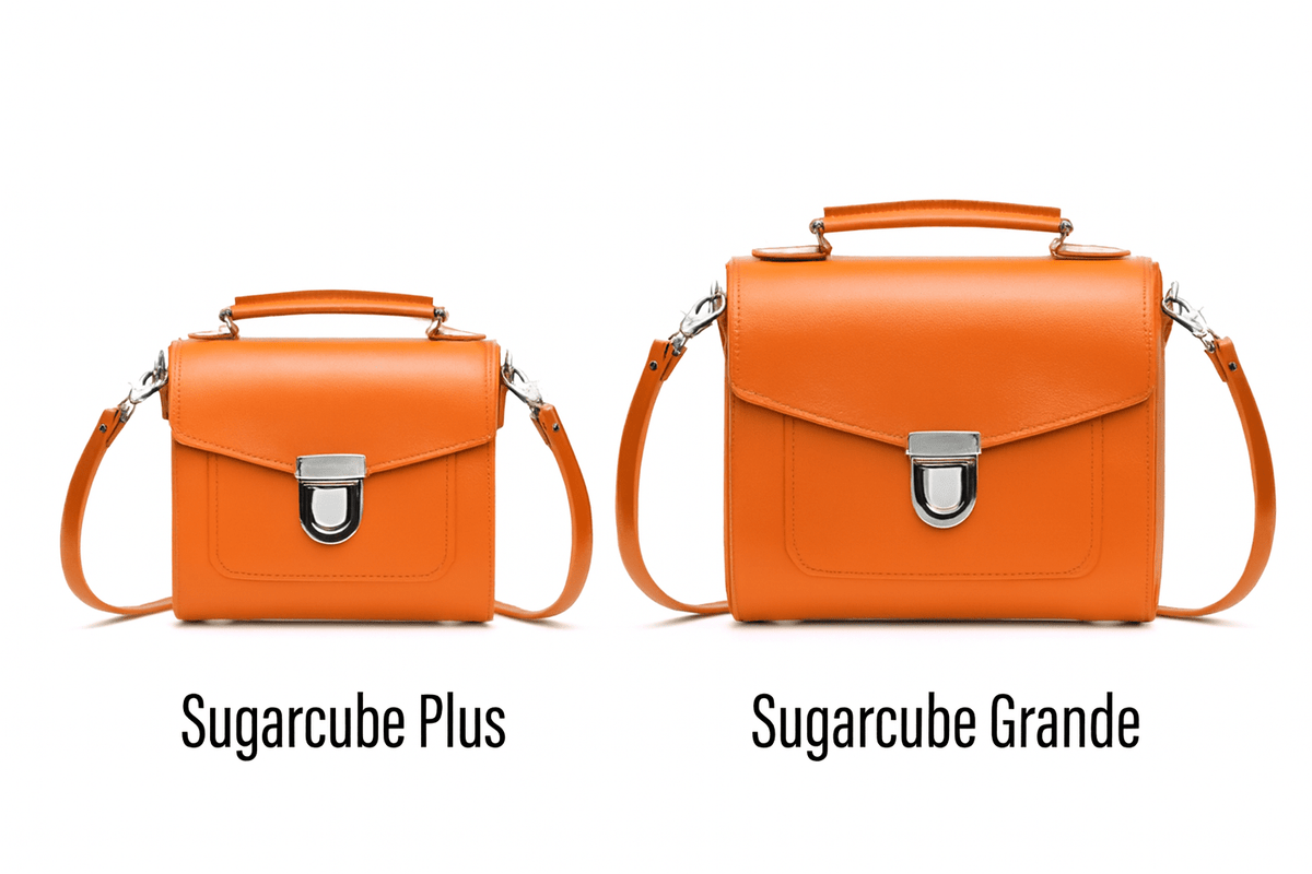 Handmade Leather Sugarcube Handbag – Orange - Bascora