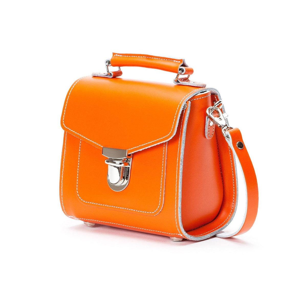 Handmade Leather Sugarcube Handbag – Orange - Bascora