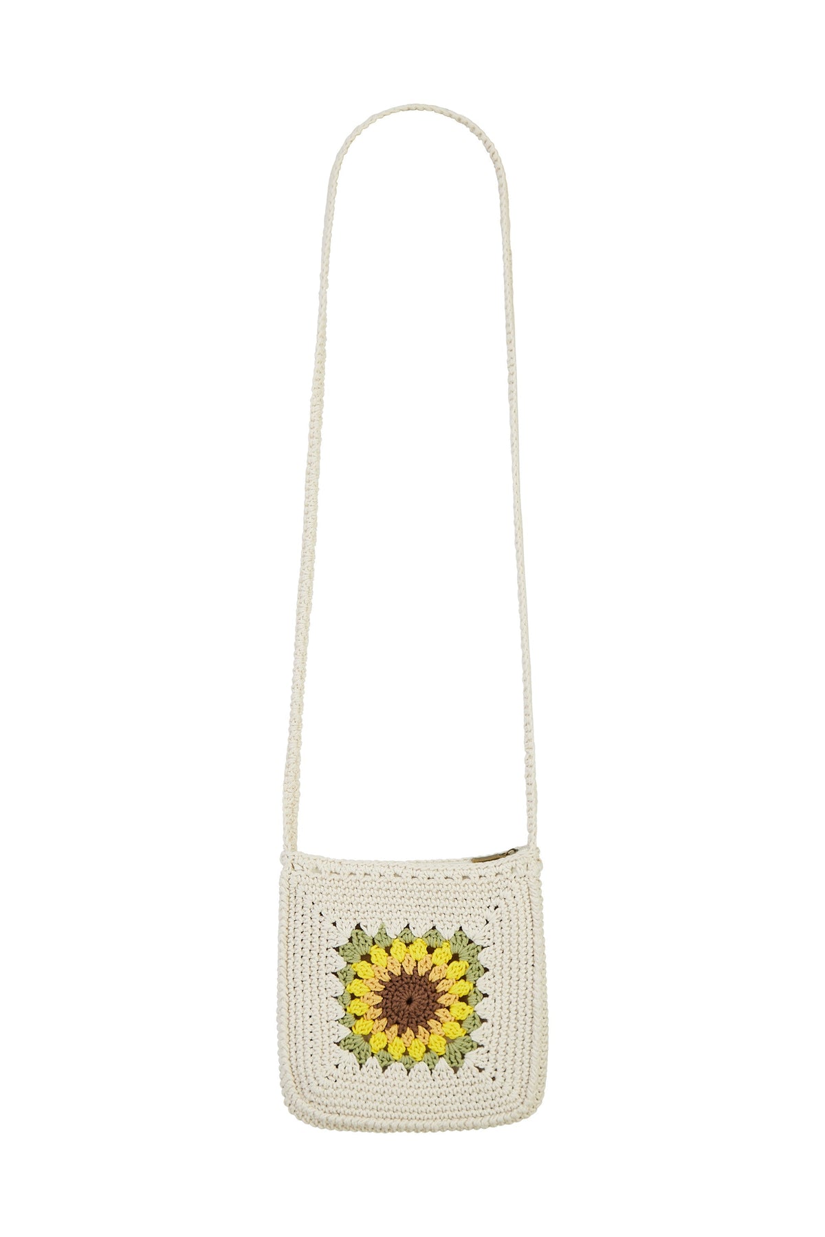Handmade White Sunflower Crochet Bag - Bascora