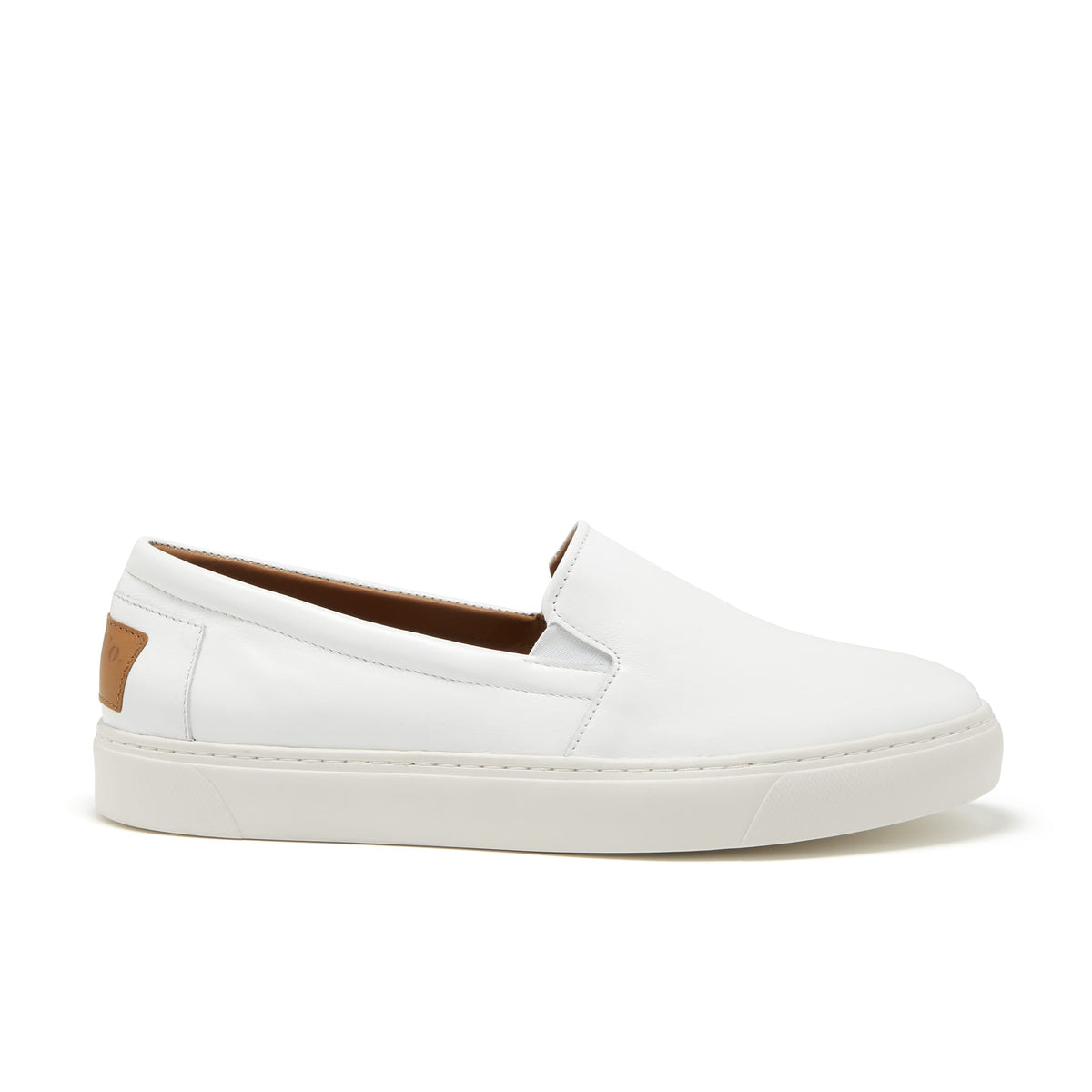 Hugs & Co. White Leather Slip-On Sneakers for Men with Vibram Sole